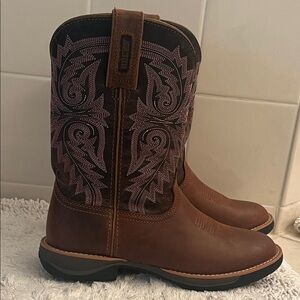 ROCKY Brown and pink stitching Boots Ladies Size 7.5M
